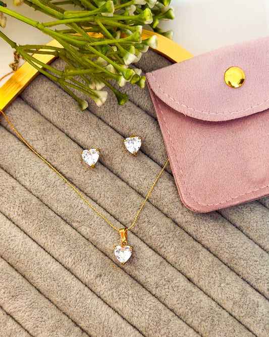 Heart necklace combo with pouch