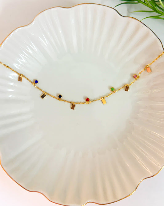 Rectangular charm necklace