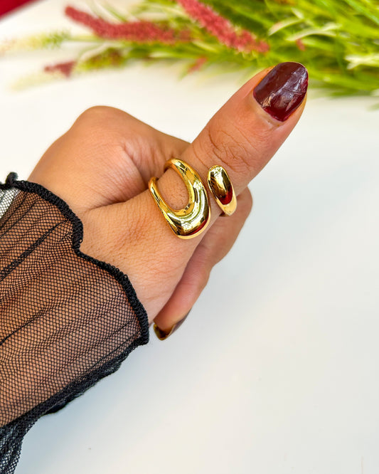 Layered chunky adjustable ring