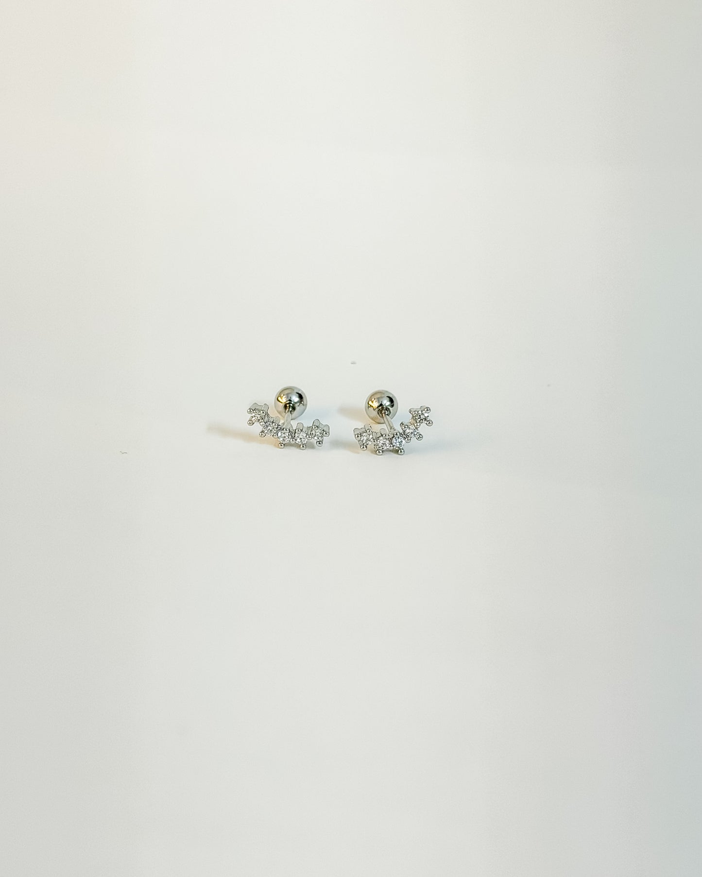 Leafy climber silver ball back earrings