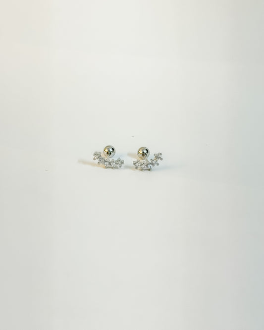 Leafy climber silver ball back earrings