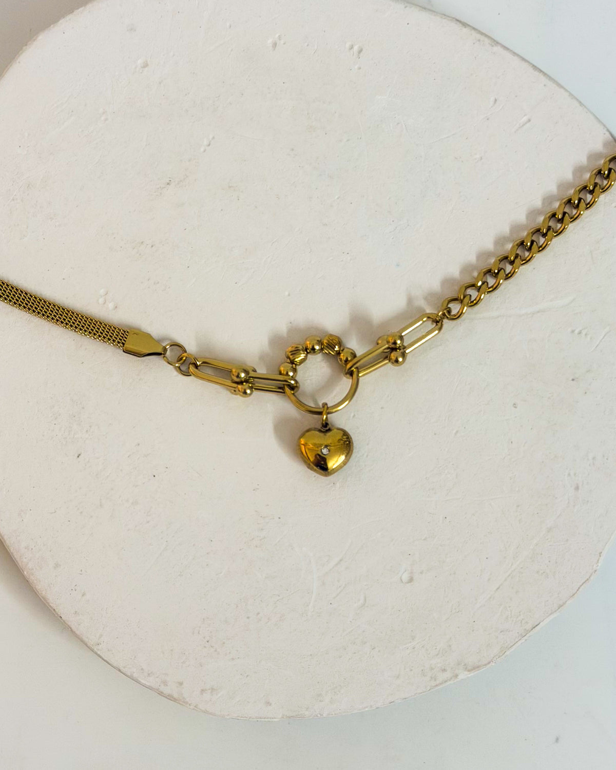 Heart charm chain bracelet