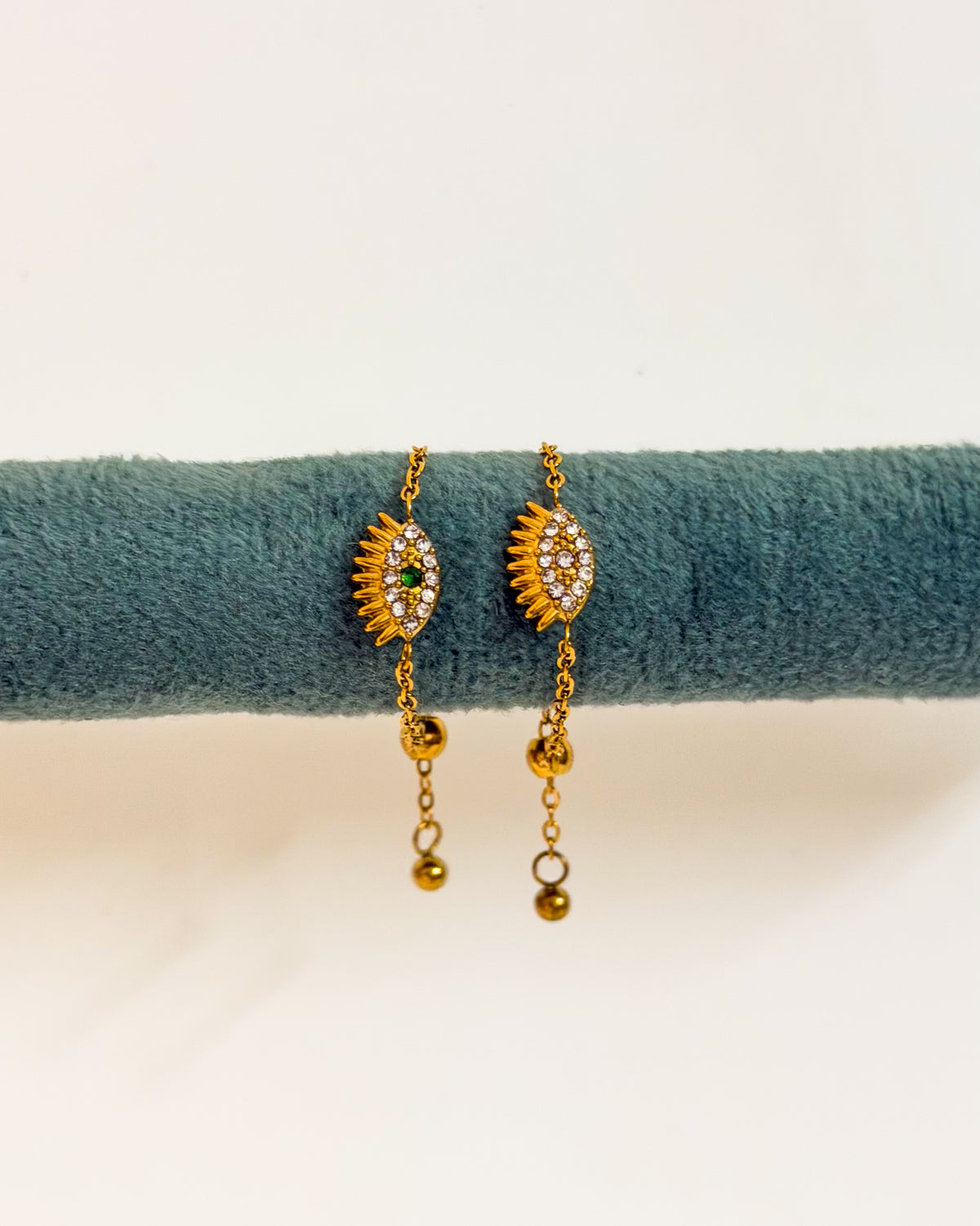 Evil eye adjustable chain ring
