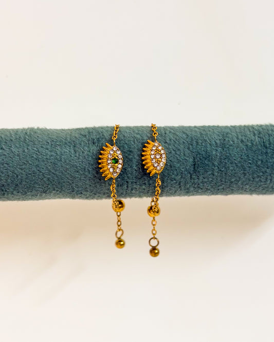 Evil eye adjustable chain ring