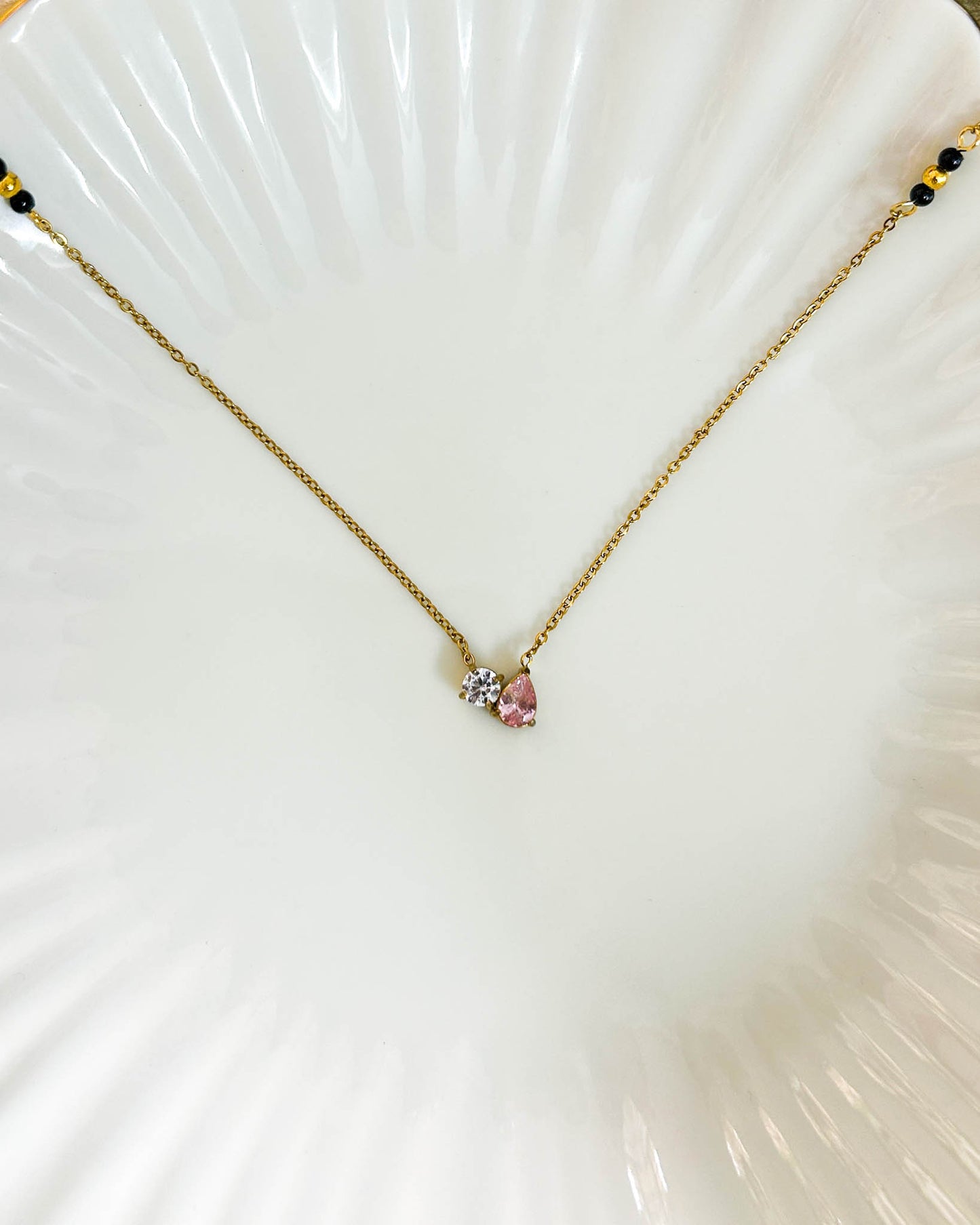 Pink drop with round stone mangalsutra