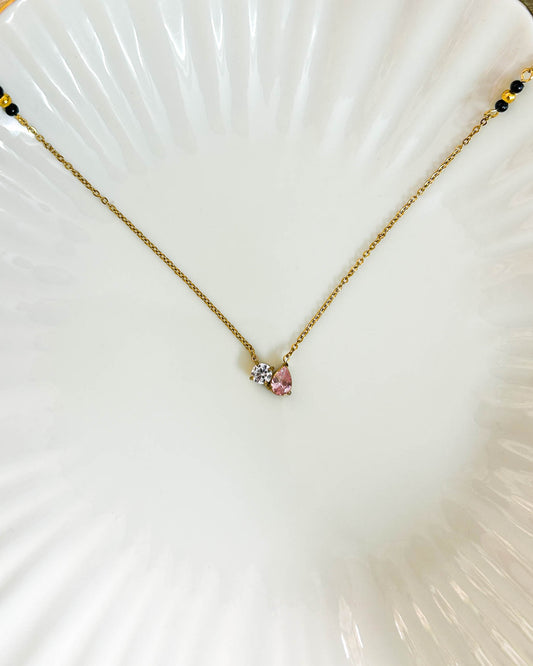 Pink drop with round stone mangalsutra