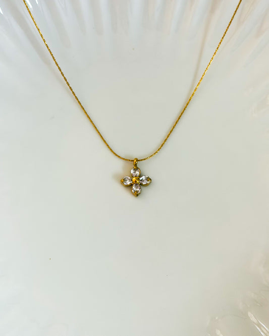 Mini four petal floral necklace
