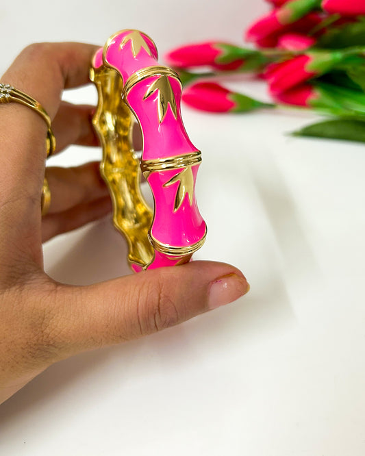 Hot pink bamboo Italian bracelet