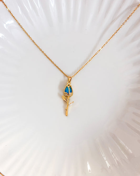 Drop blue tulip necklace