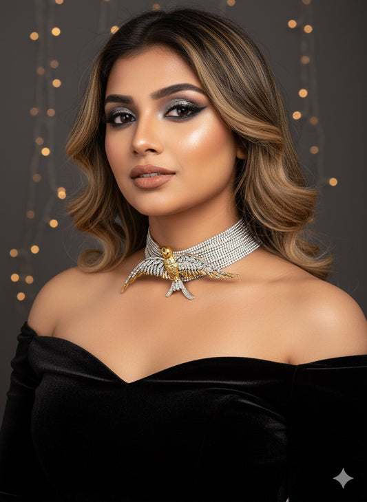 Bird rhinestone choker