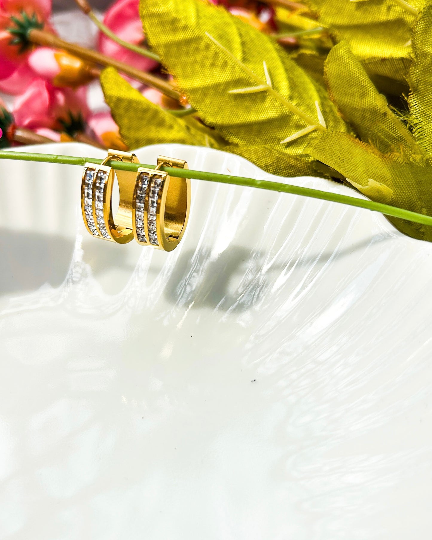 Studded medium hoops