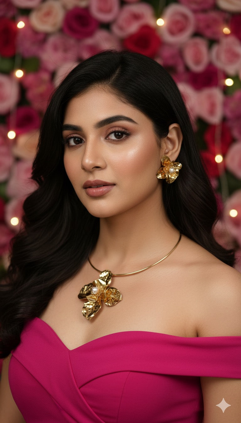 Flower necklace + earring set