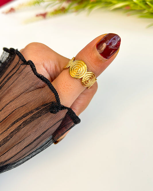 Spiral pattern adjustable ring