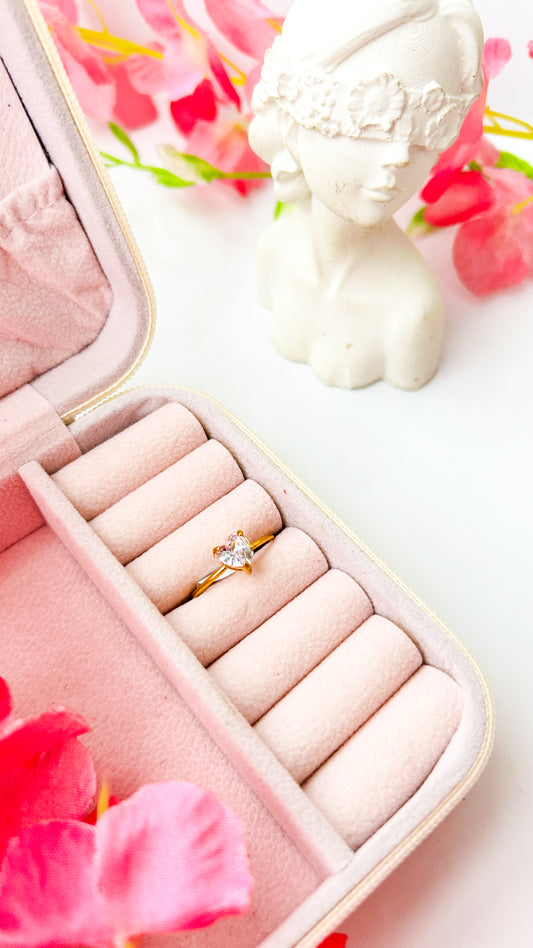 Delicate heart stone ring