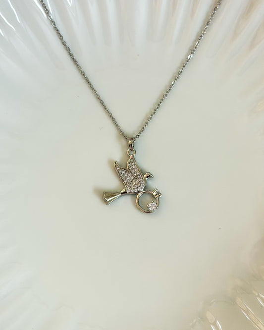 Flying bird silver necklace