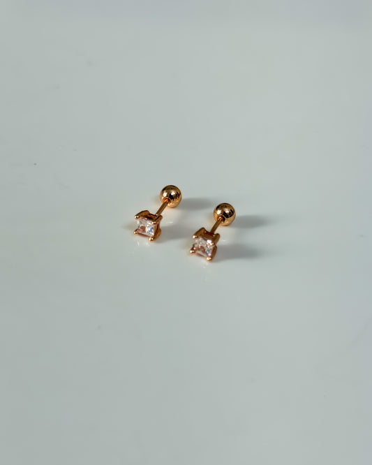 Mini square rosegold ball back studs