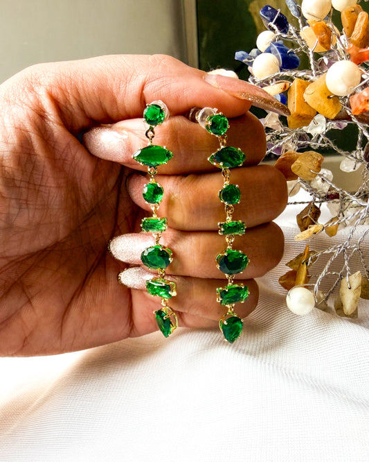 Green crystal earrings