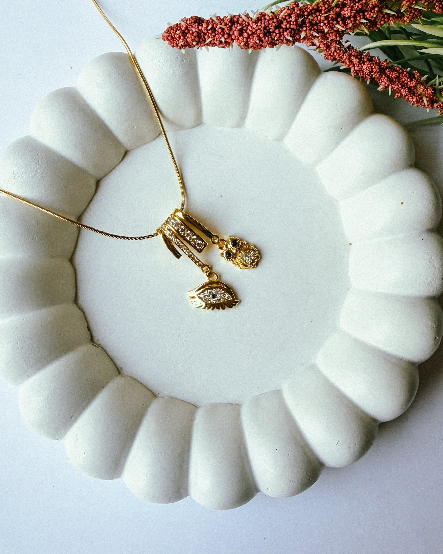 The evil eye owl charm necklace