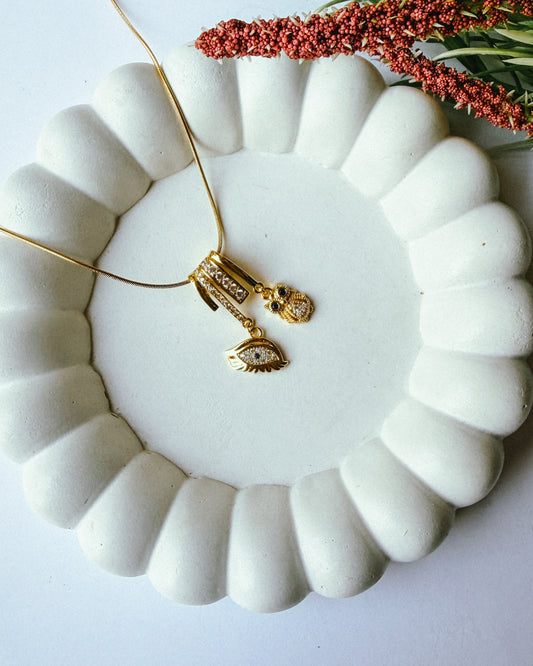 The evil eye owl charm necklace