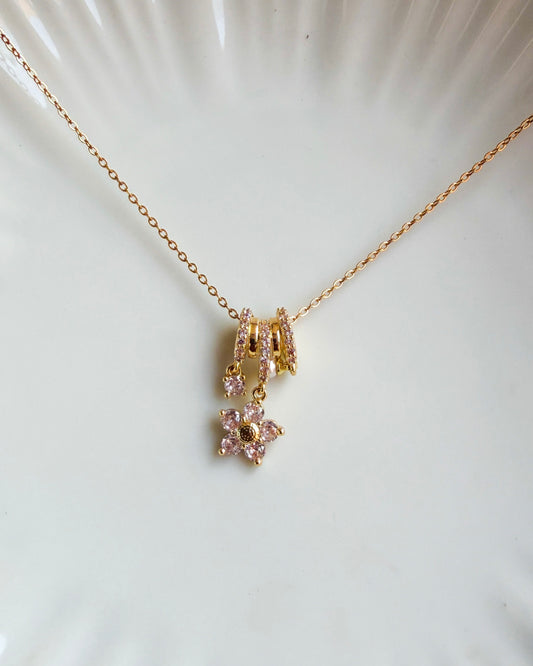 White flower Charm necklace