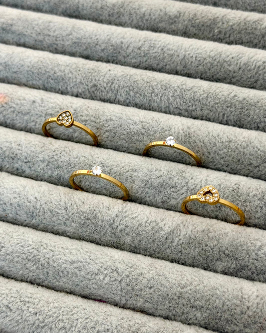 Studded Hollow heart ring set of 4