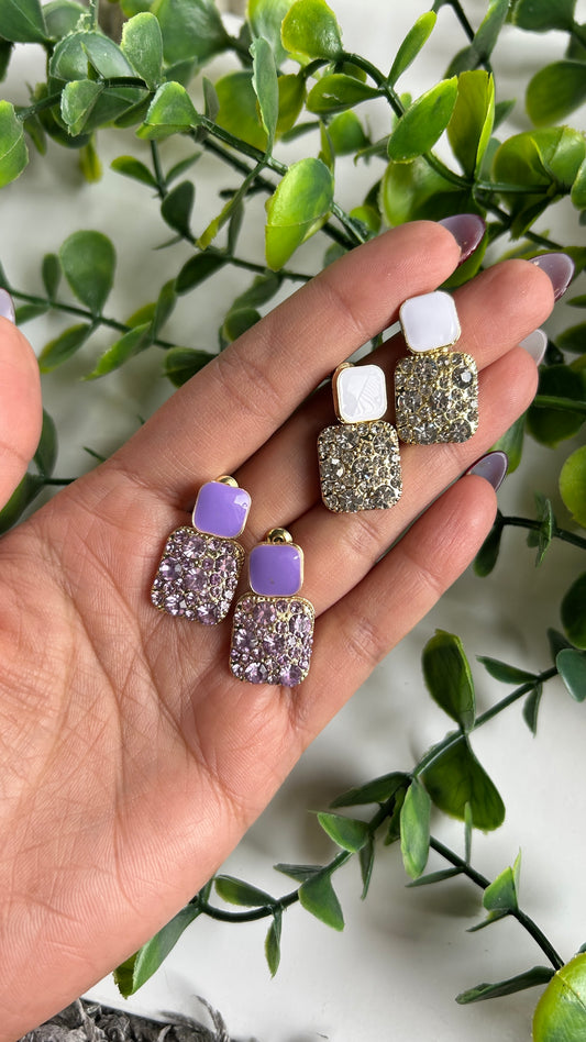 Crystal square studs