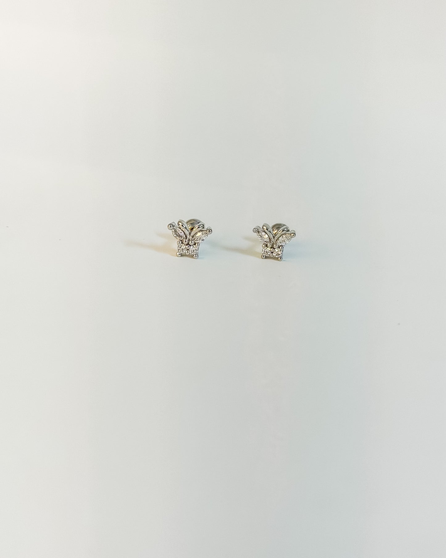 Butterfly silver ball back earrings