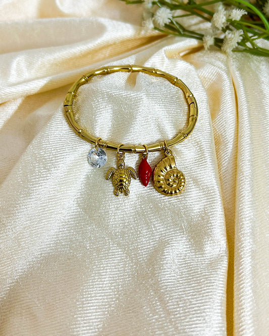 Chilli with shell bamboo charm bracelet