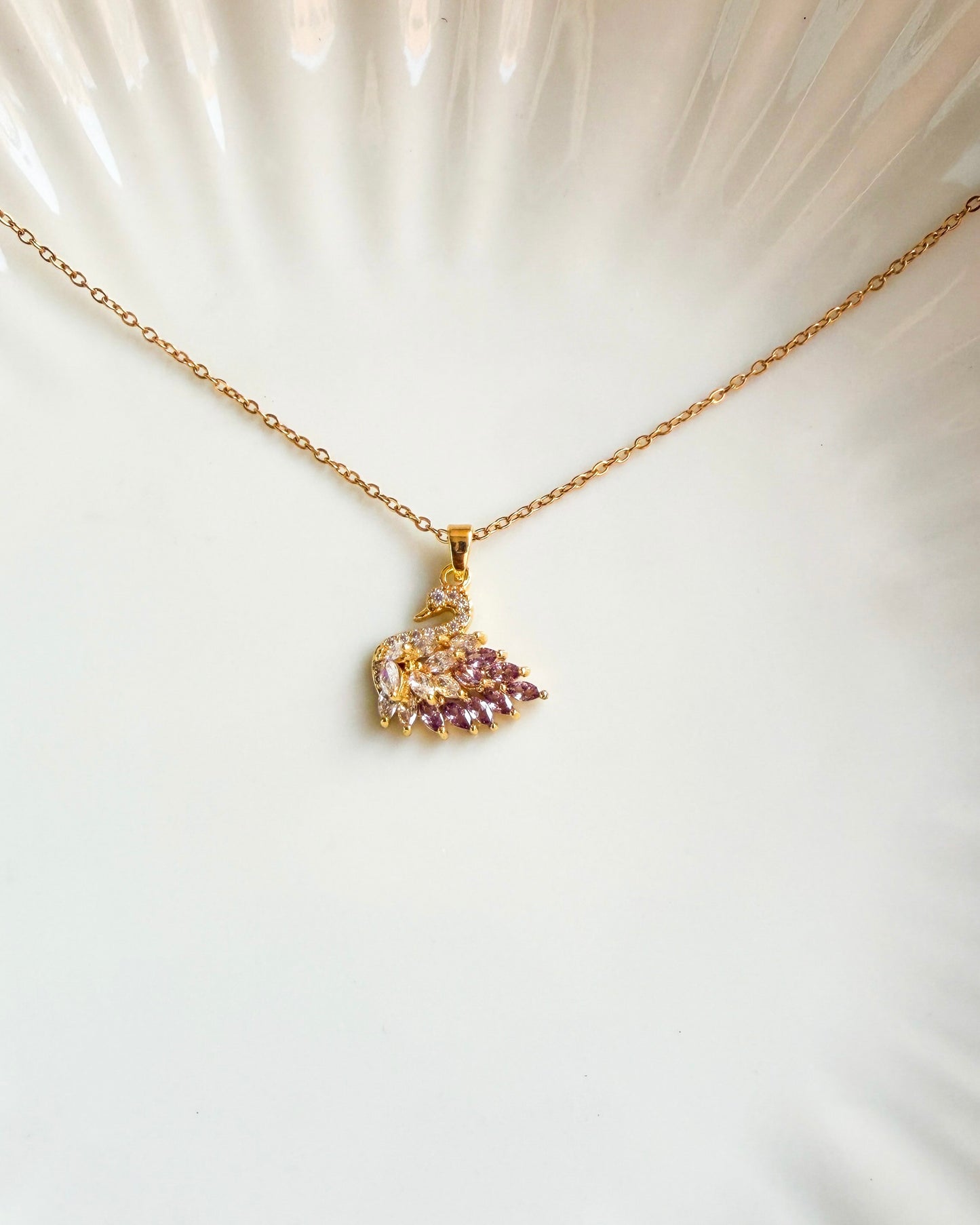 Swan studded necklace
