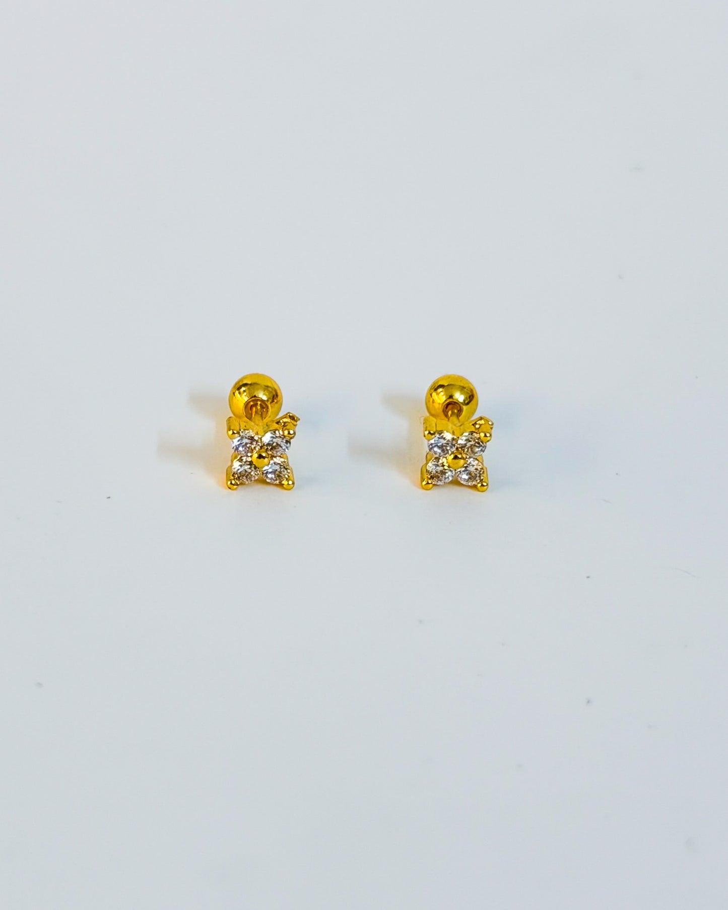 4 stone flower ball back studs