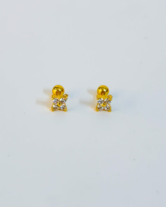 4 stone flower ball back studs