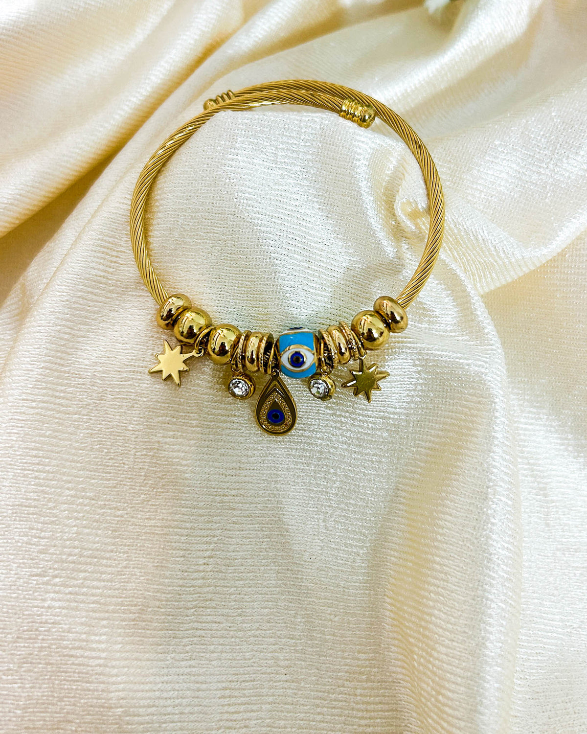 Drop evil eye charm bracelet