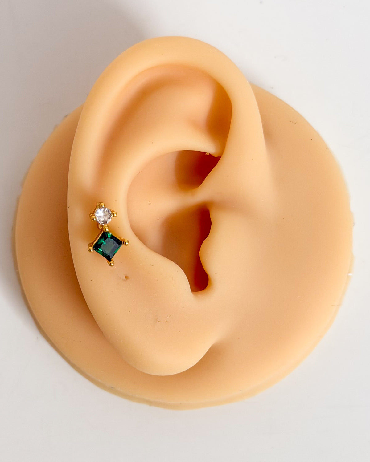 Green square stone ballback studs