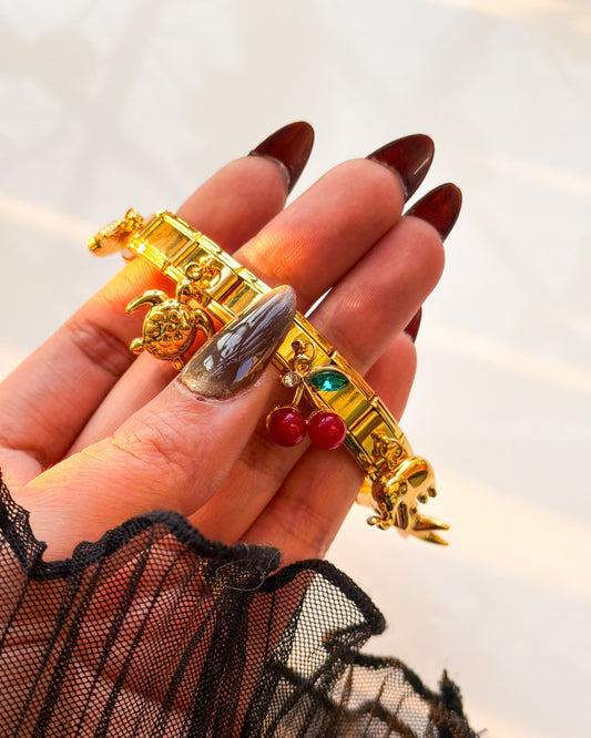 Tropical cherry Italian charm bracelet