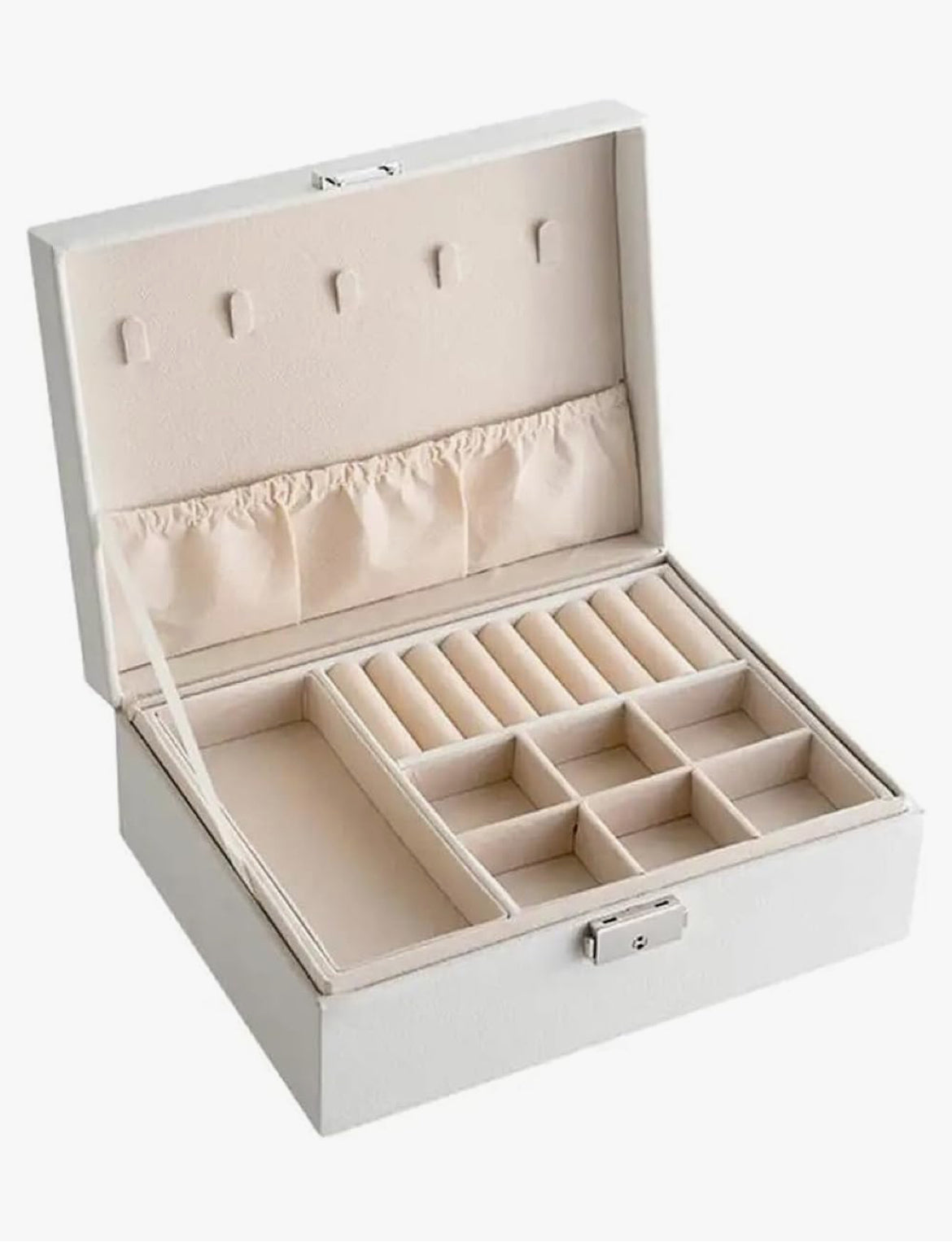 Luxe leather- velvet jewellery box - large