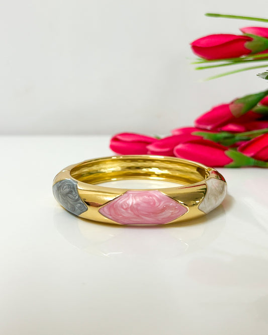 Pink grey gold detailed Italian bracelet