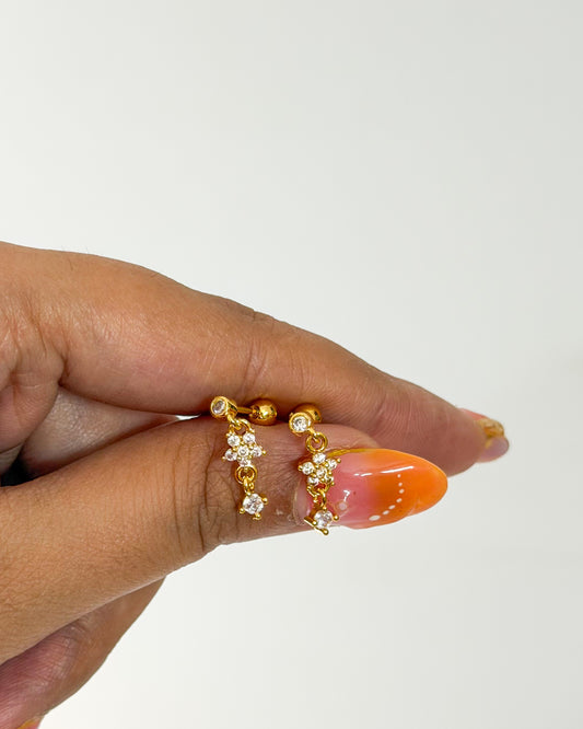 Mini floral hanging ball back studs