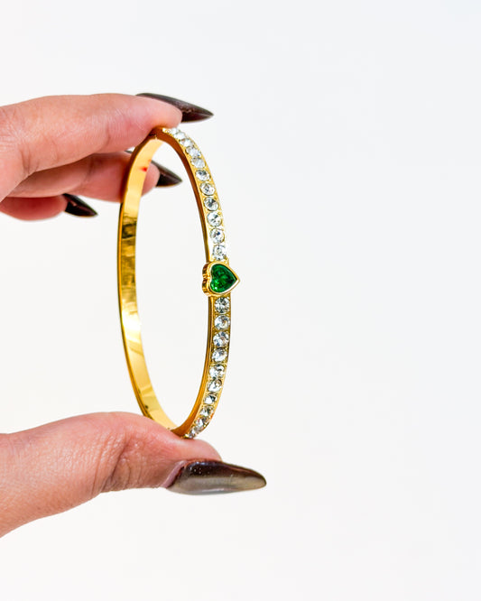 Studded green heart bracelet