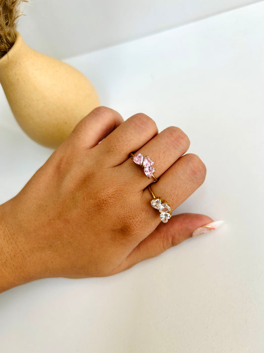 3heart stone adjustable ring