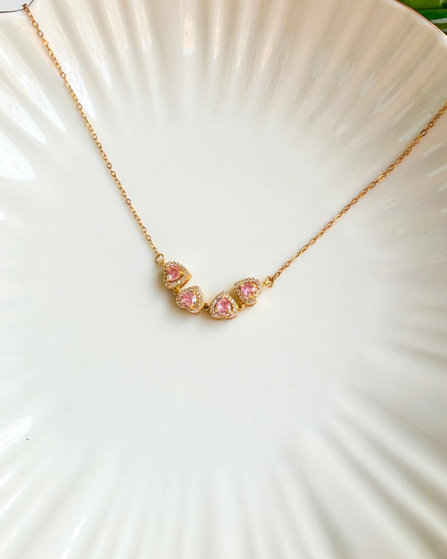 Pink studded heart magnetic necklace