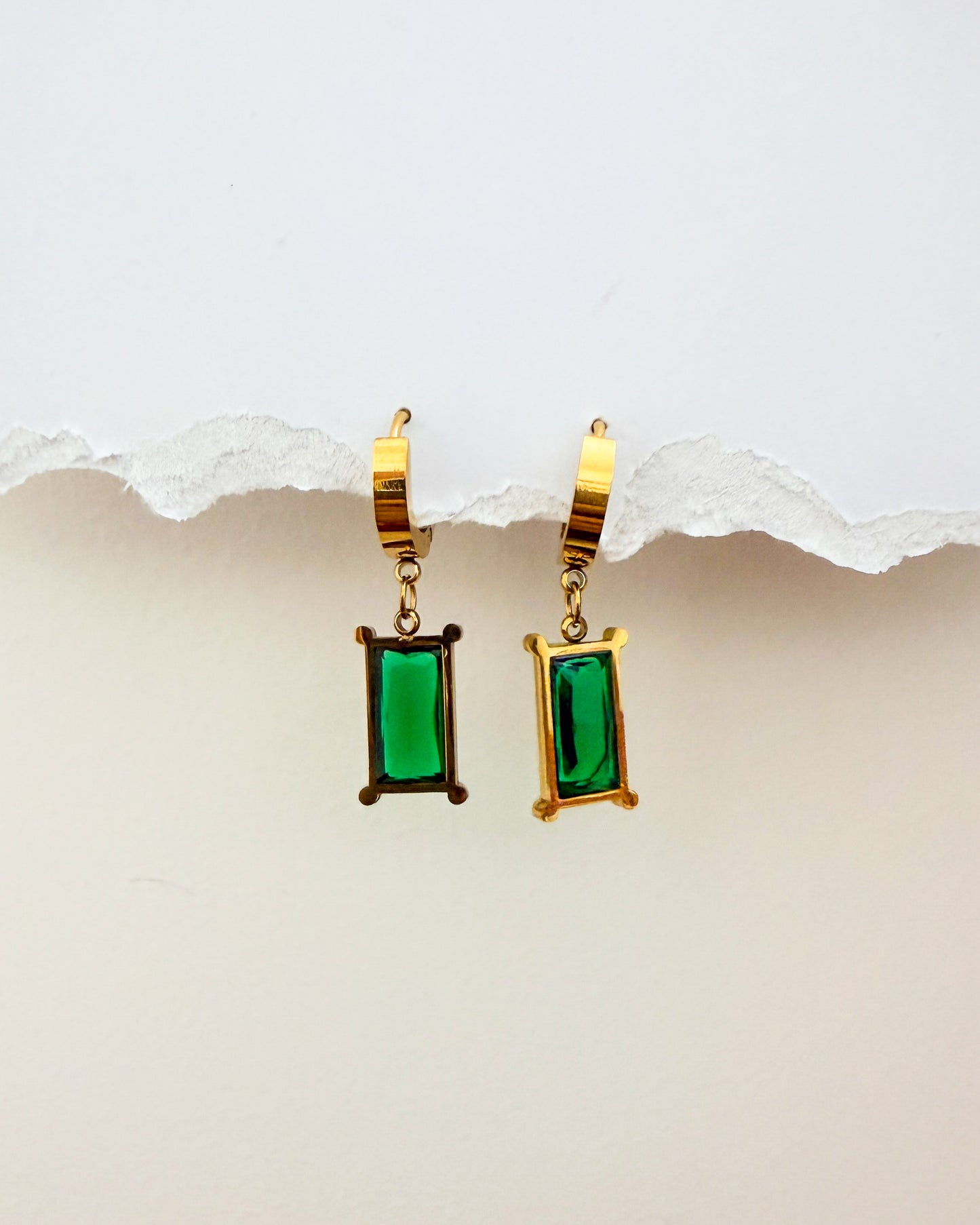 Green stone huggies