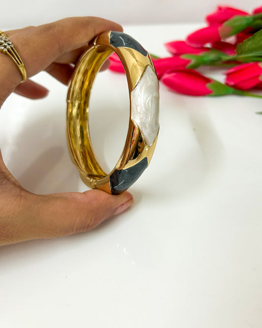 Black, white gold detailed Italian bracelet