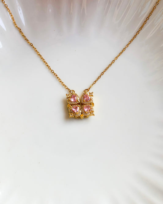Pink heart magnetic necklace