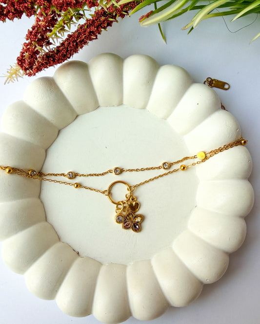 Layered floral Charm bracelet