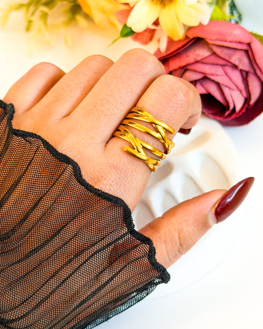 Chunky layered adjustable ring