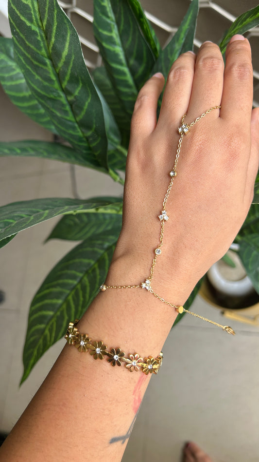 Floral stone hand chain
