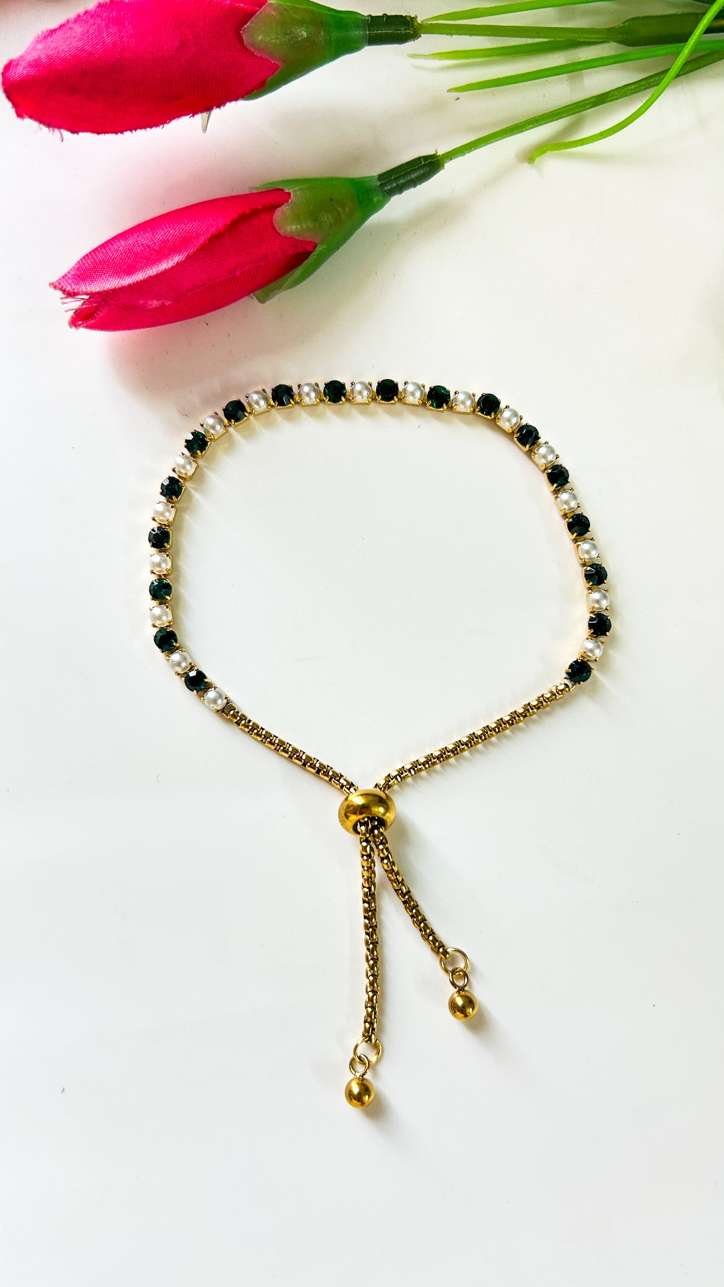 Forest pearl adjustable bracelet