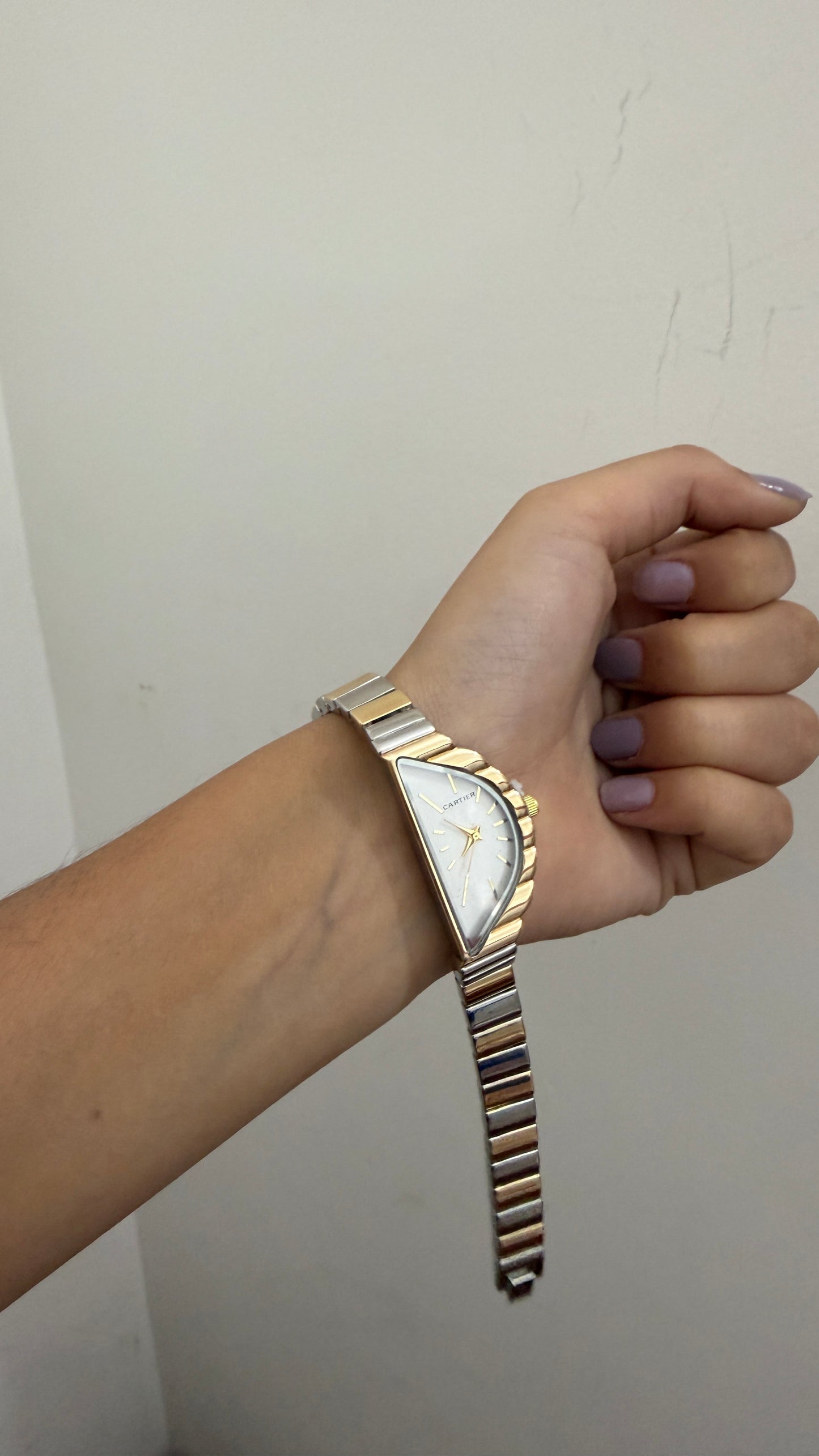 Cartier half moon cream dial watch