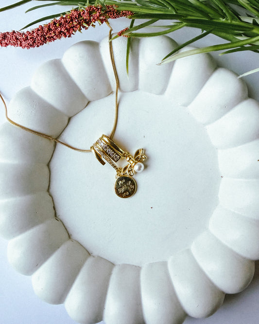 Dragonfly with message charm necklace