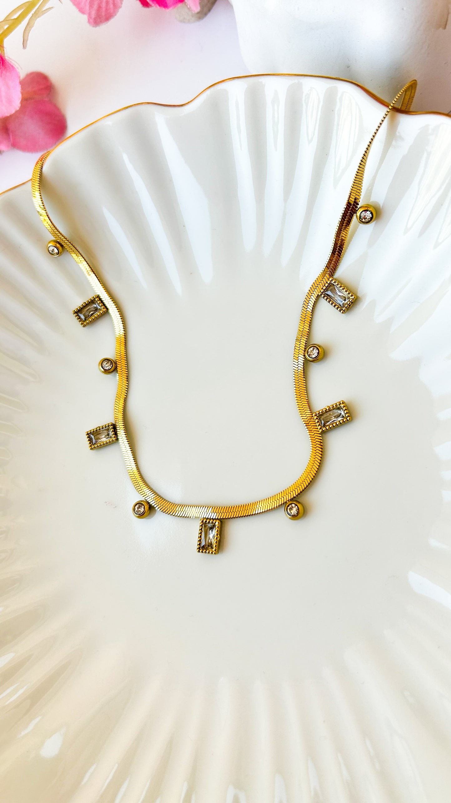 Studded necklace ( square stones)